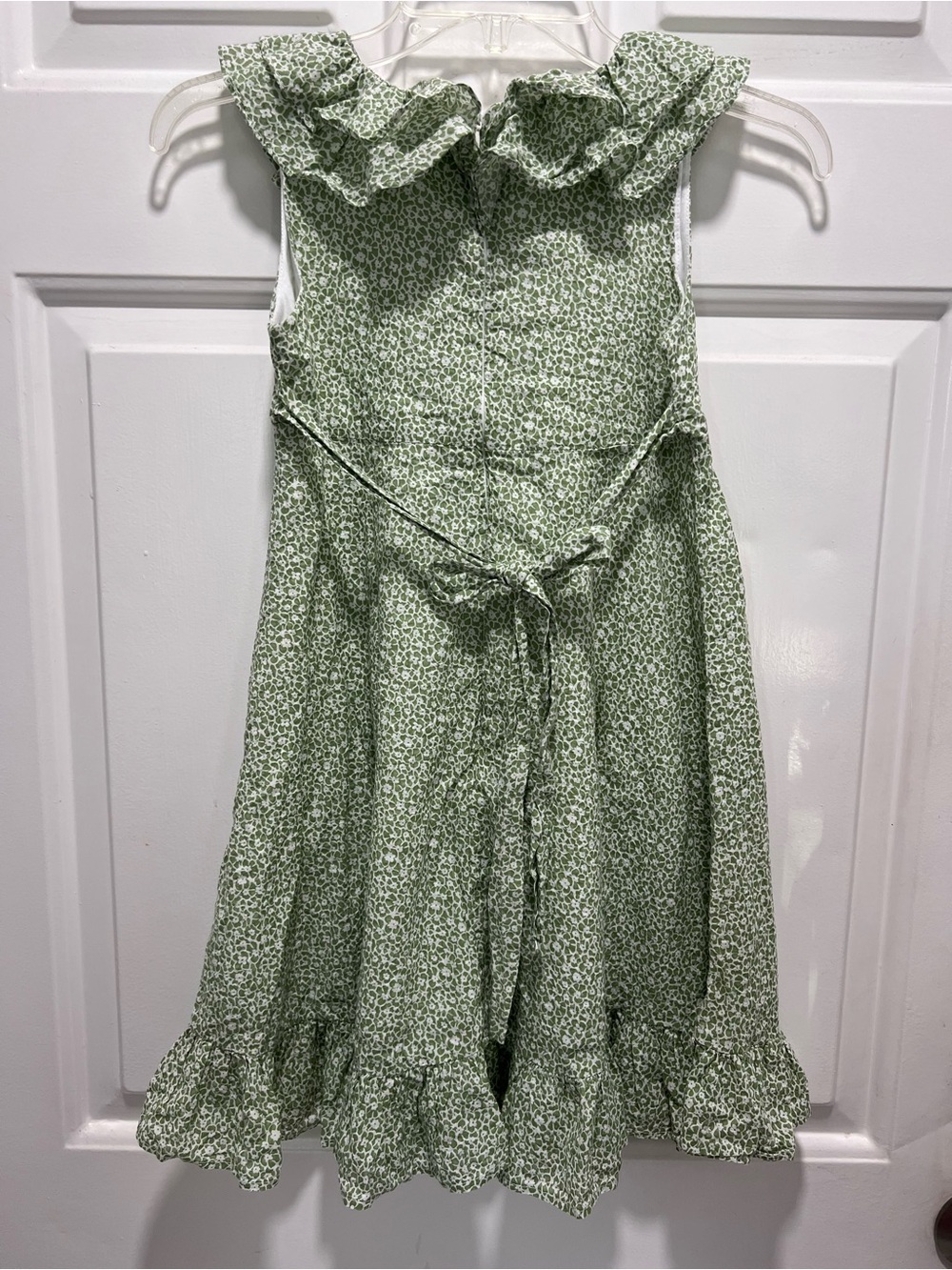 Aurora European Boutique Green Floral Ruffle Dress 100% Cotton Lined Size 6 30 - Picture 7 of 11